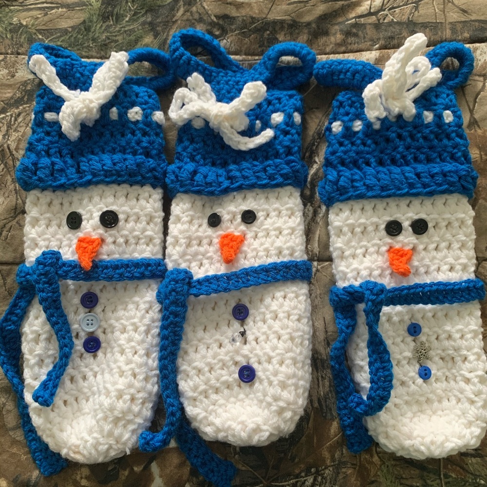 Hand Made Snowman Wine Bottle Bags
